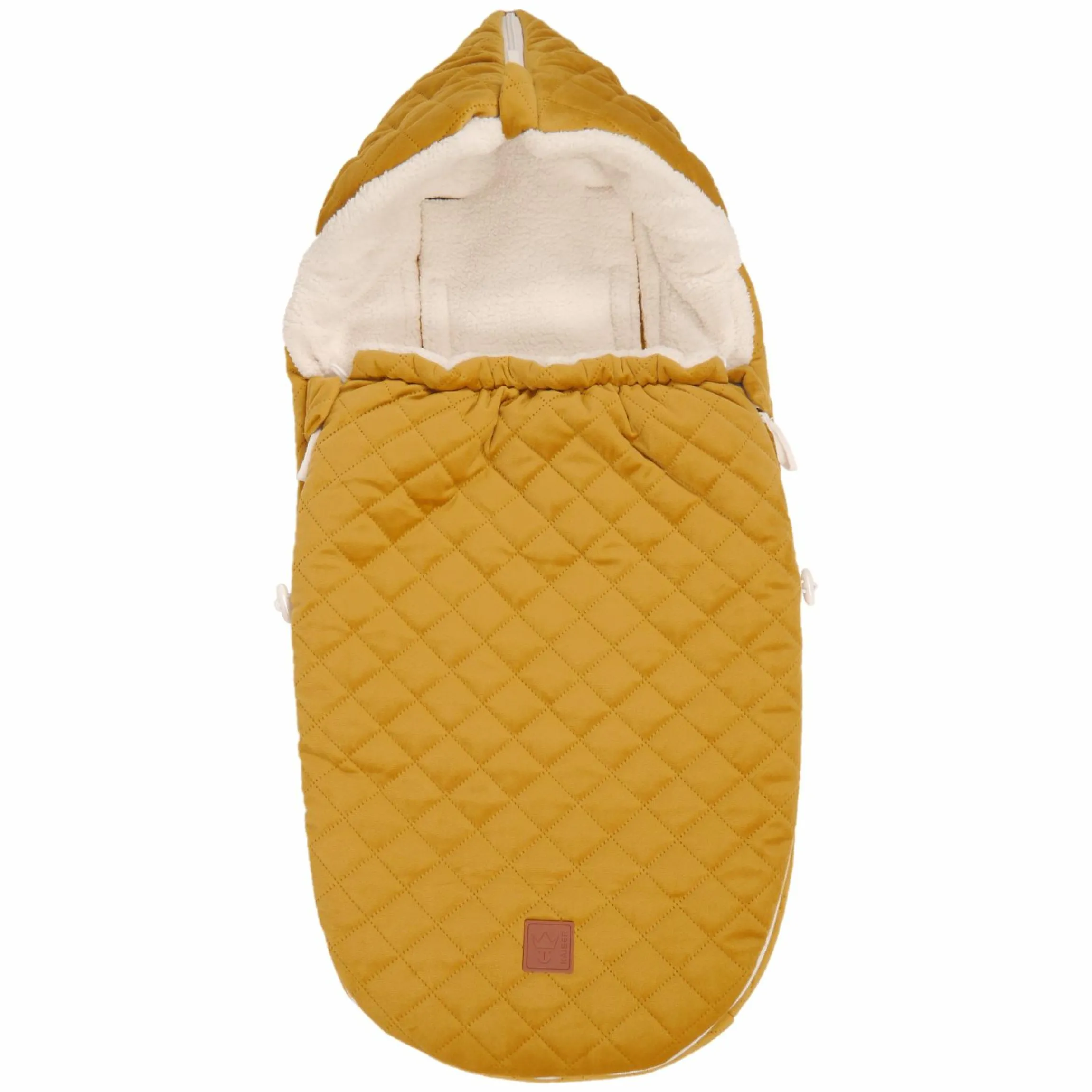 Fleece-Fußsack Velvet Hoody für Babyschale und Babywanne - Mustard