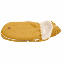 Fleece-Fußsack Velvet Hoody für Babyschale und Babywanne - Mustard