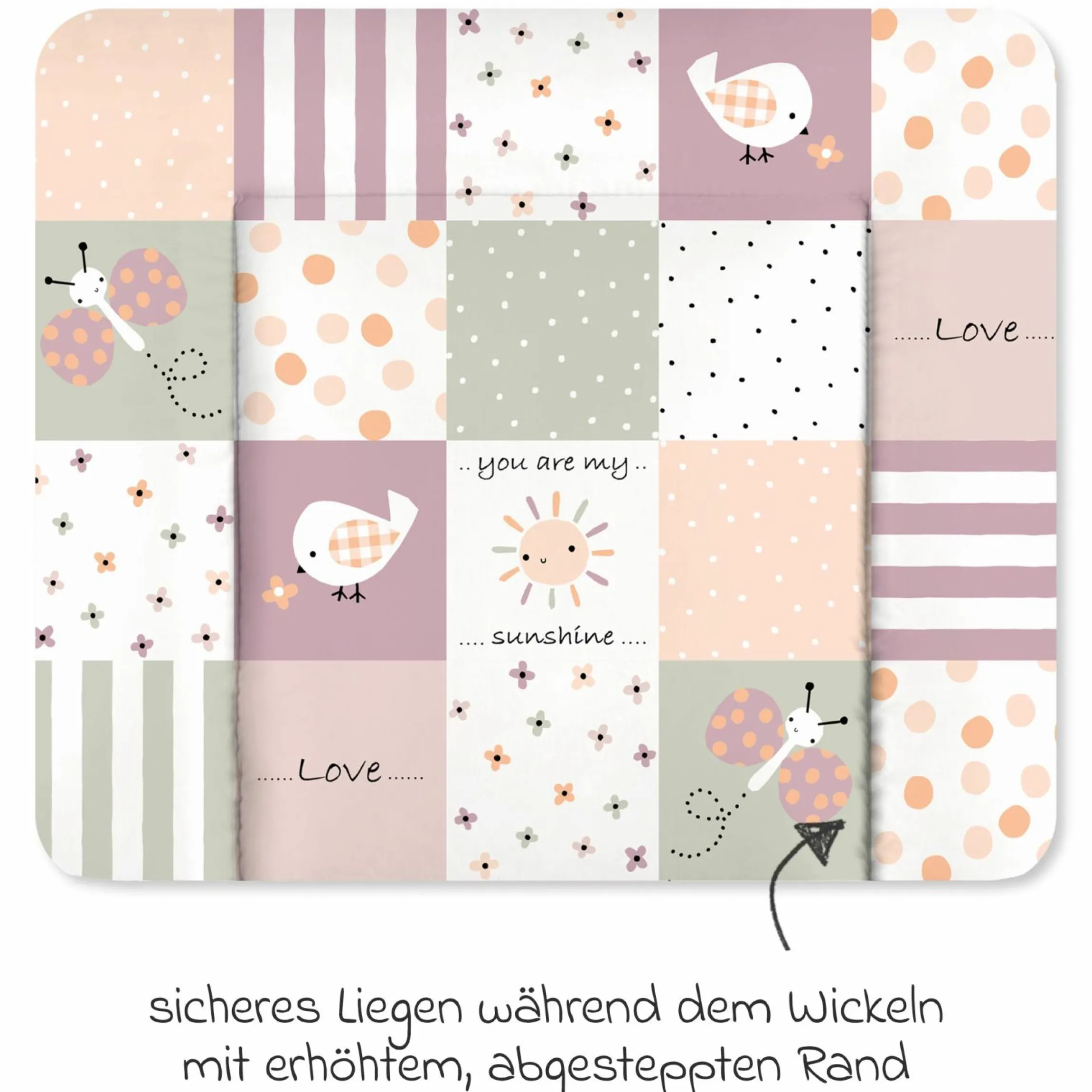 Folien-Wickelauflage 75 x 85 cm - Patch Rose