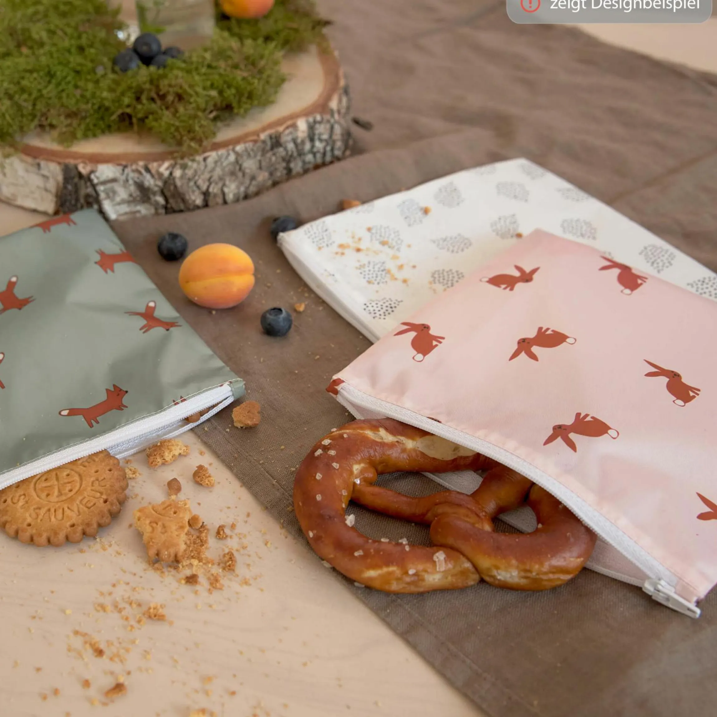 Frühstücksbeutel 2er Pack Snack Bag - Happy Fruits - Lemon