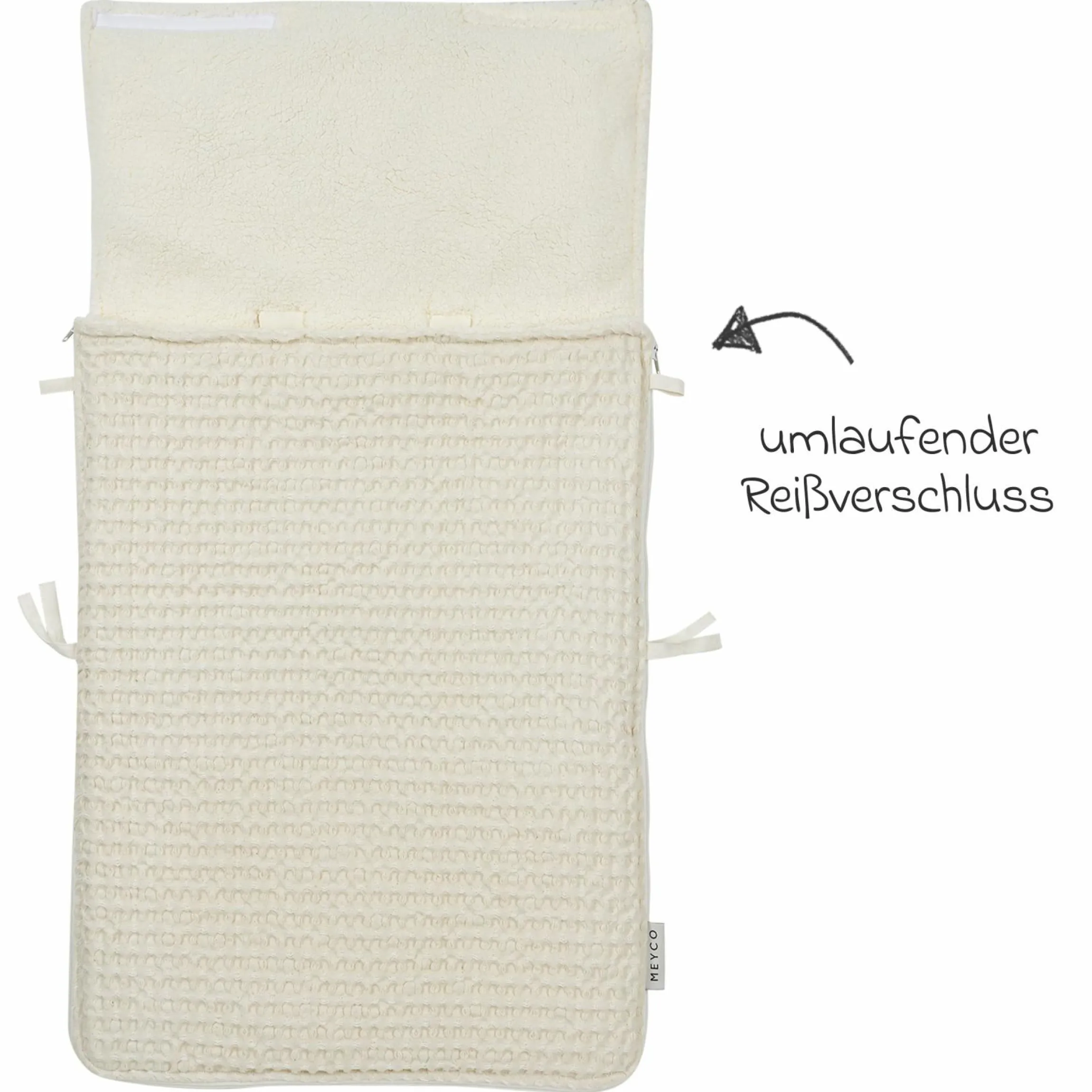 Fußsack für Babyschale - Waffel Teddy - Nature