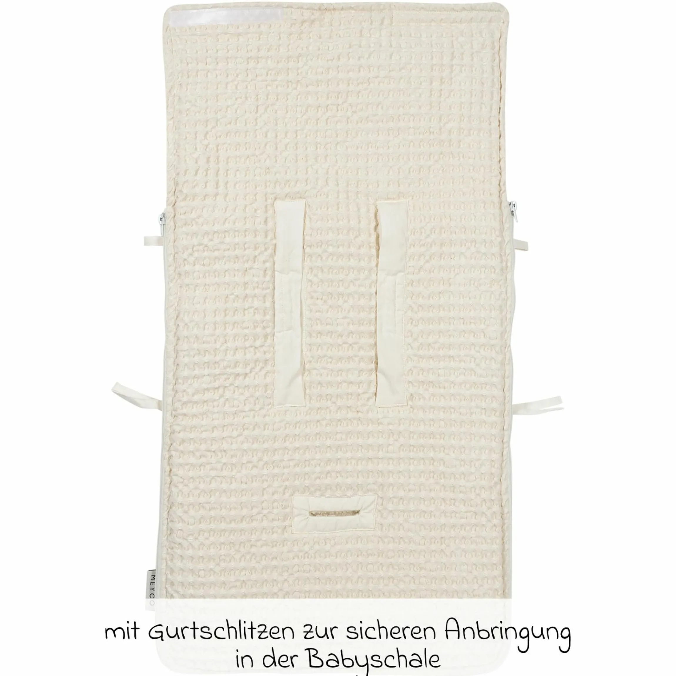 Fußsack für Babyschale - Waffel Teddy - Nature