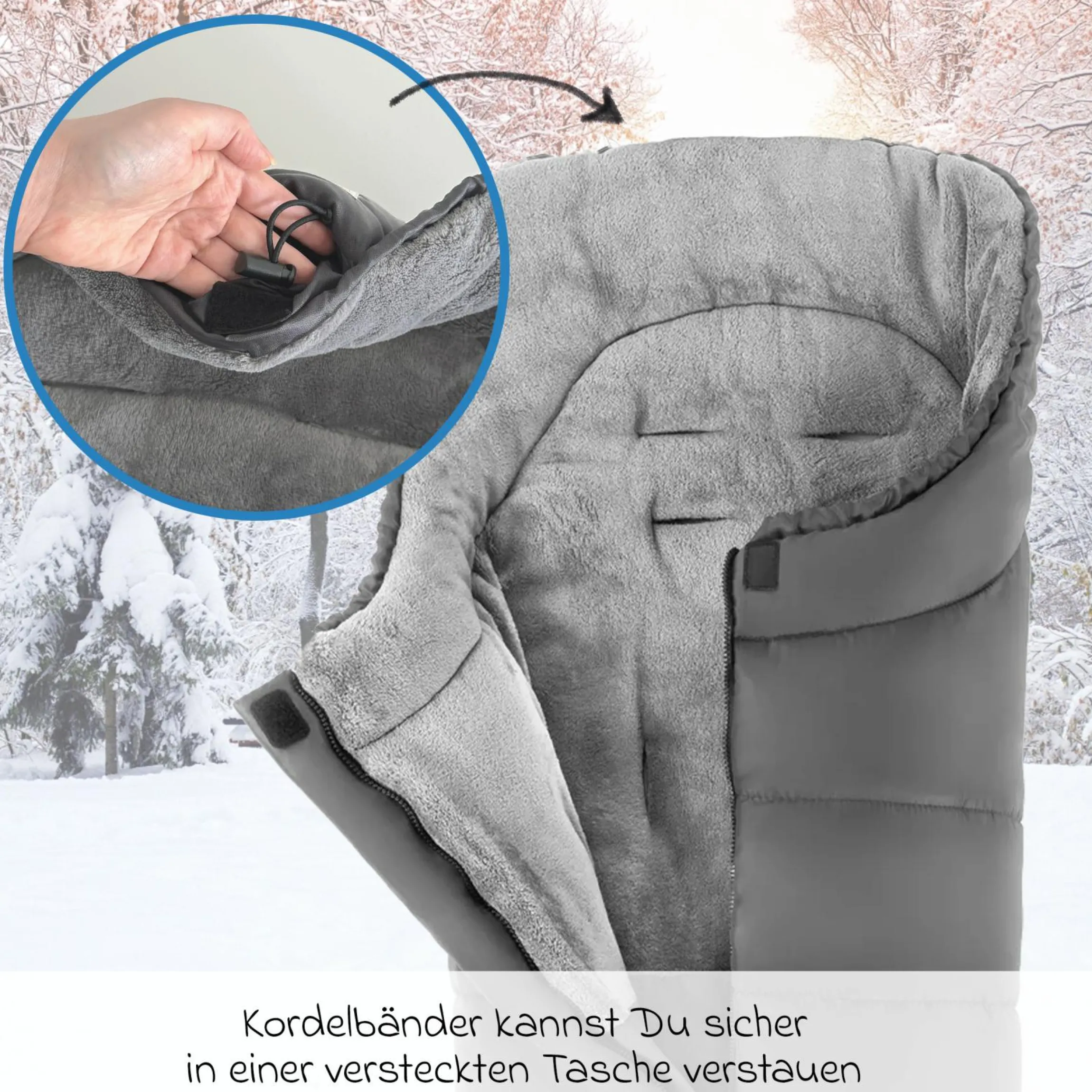 Fußsack für Joie Buggy (Litetrax, Mytrax, Chrome uvm. Kinderwagen) mit Tasche - Grau