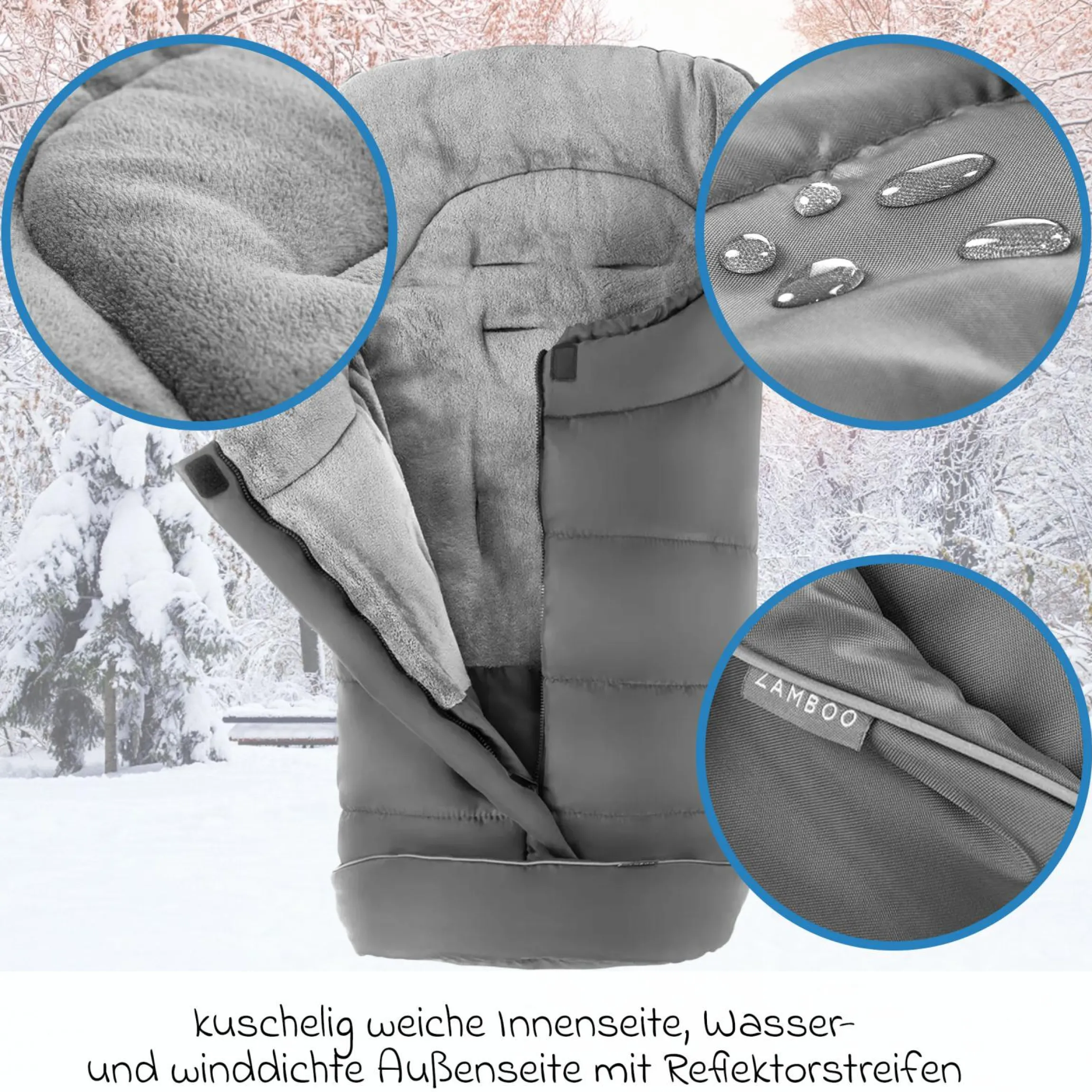 Fußsack für Joie Buggy (Litetrax, Mytrax, Chrome uvm. Kinderwagen) mit Tasche - Grau