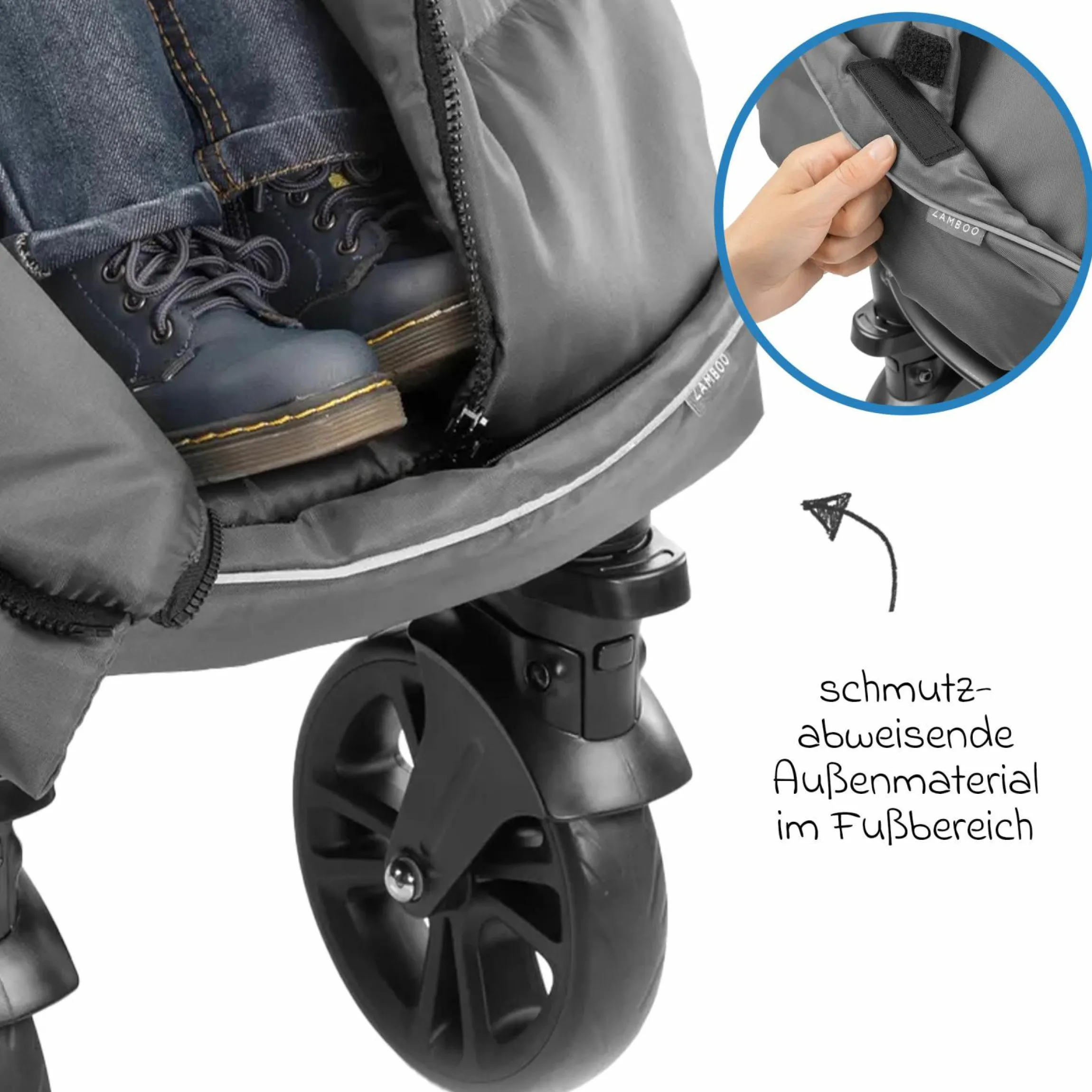 Fußsack für Joie Buggy (Litetrax, Mytrax, Chrome uvm. Kinderwagen) mit Tasche - Grau