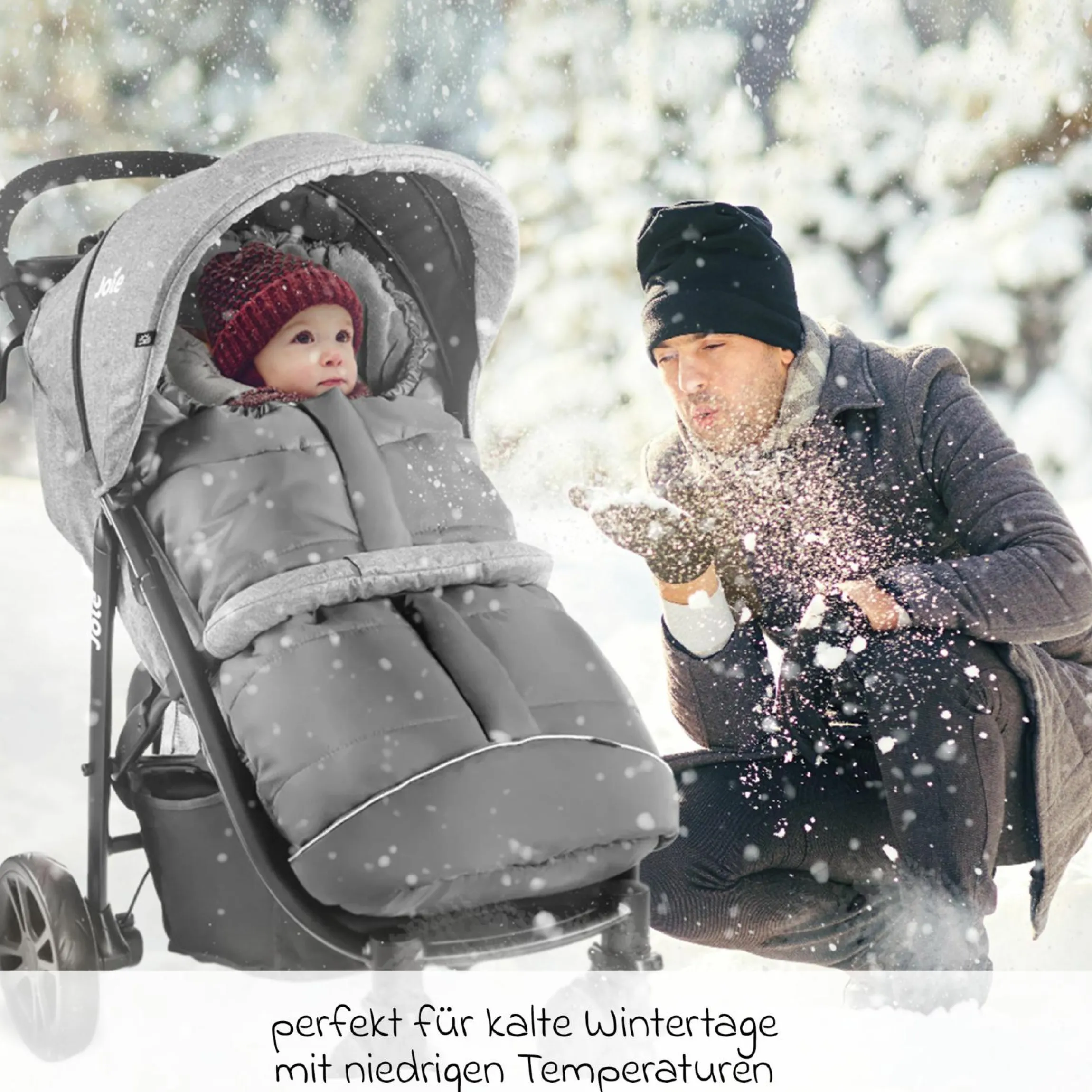 Fußsack für Joie Buggy (Litetrax, Mytrax, Chrome uvm. Kinderwagen) mit Tasche - Grau