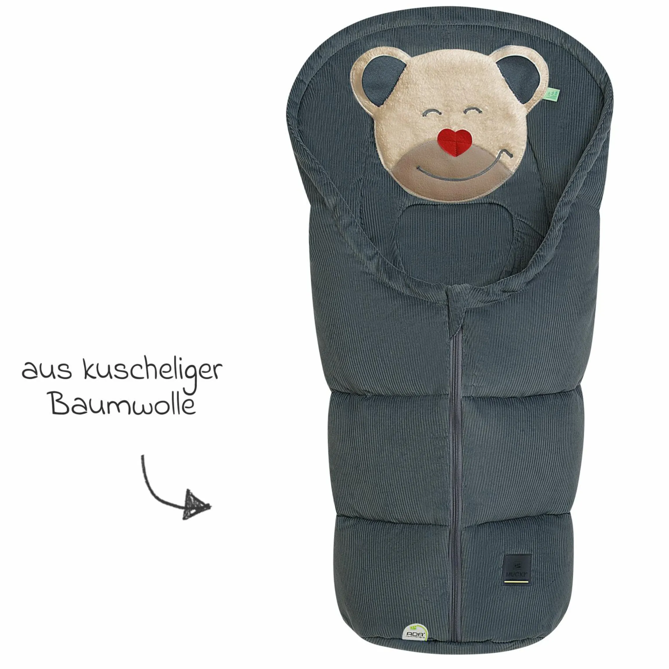 Fußsack Mucki Cord für Babyschale & Babywanne - Steel