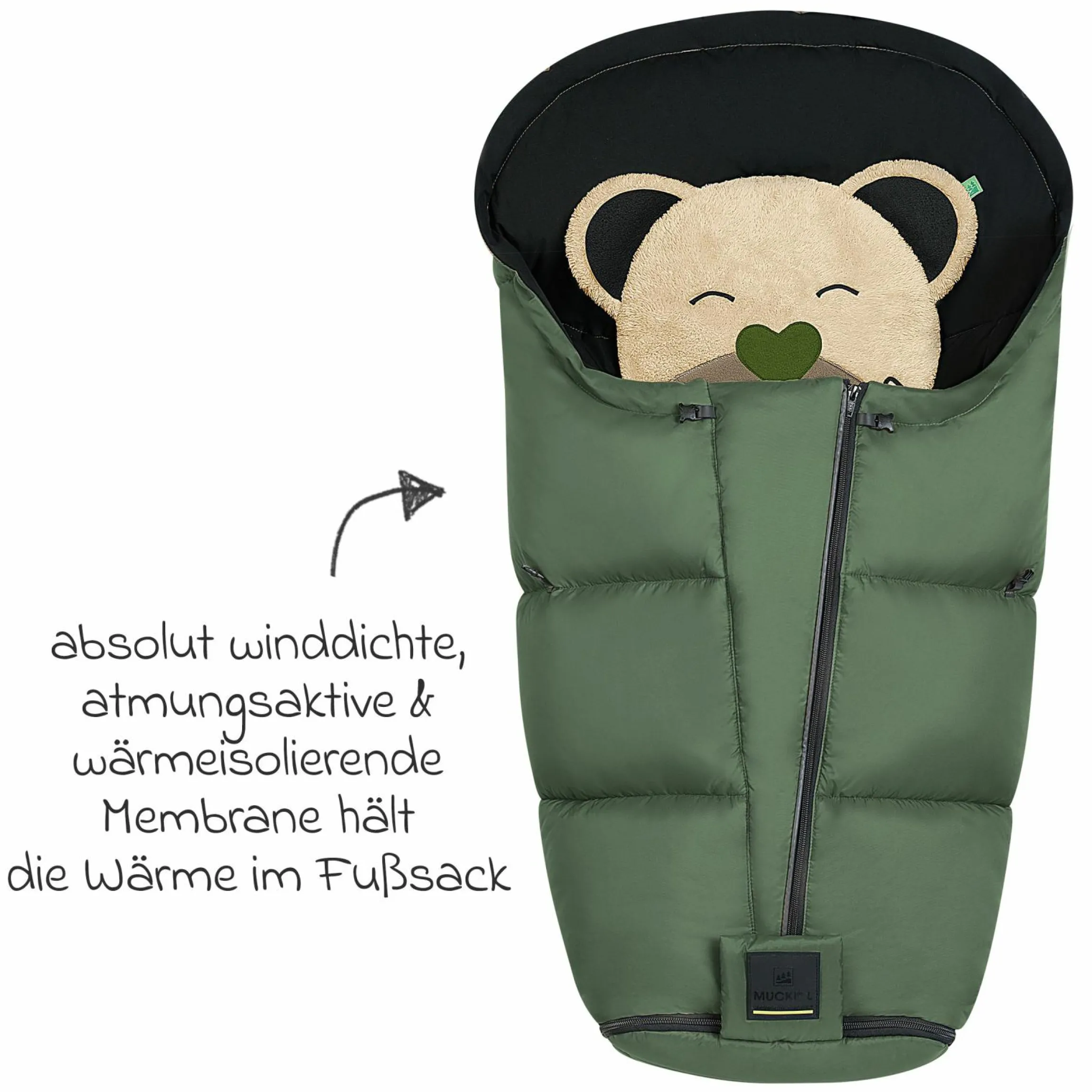 Fußsack Mucki L -cs für Buggy, Sport- und Kinderwagen - Steel Green