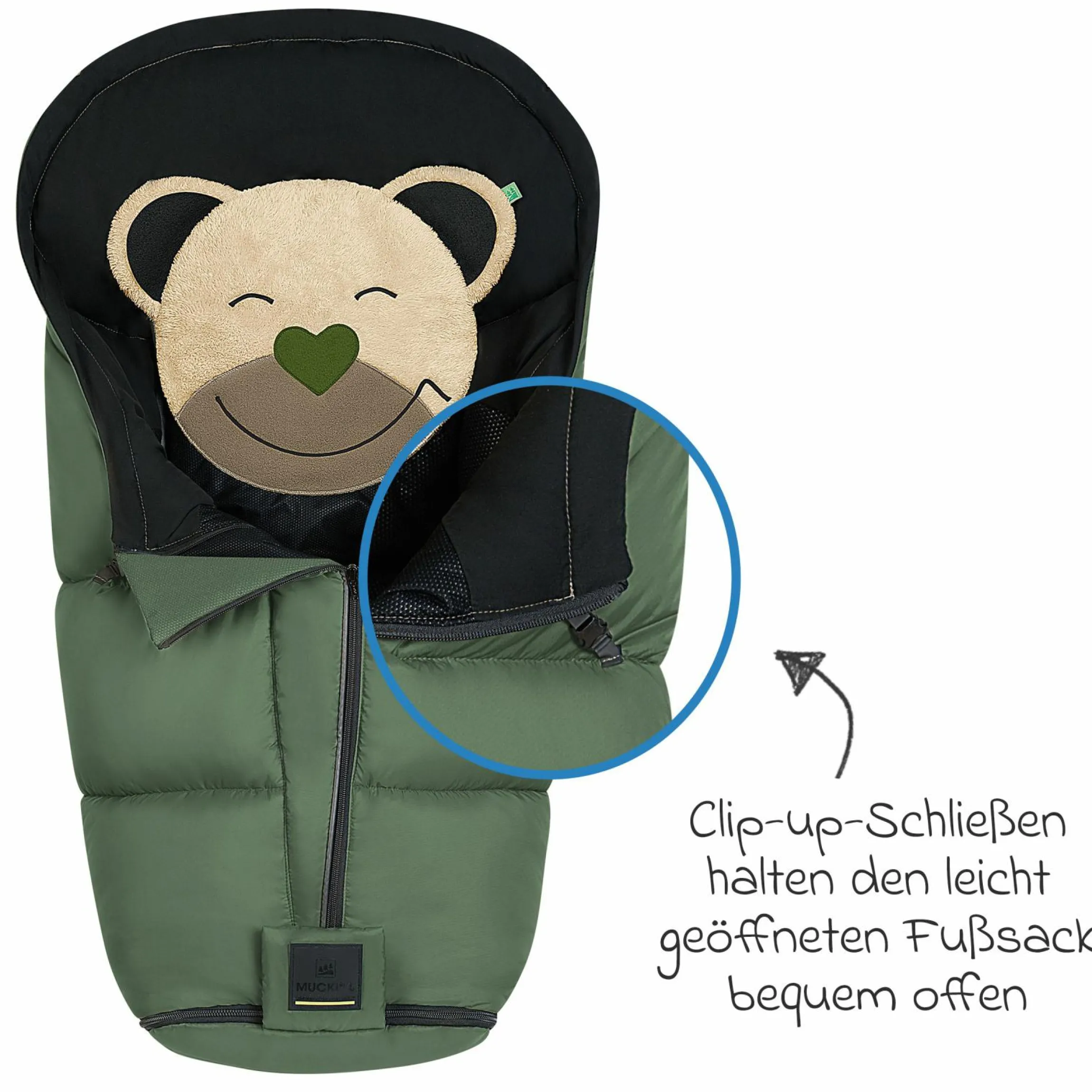 Fußsack Mucki L -cs für Buggy, Sport- und Kinderwagen - Steel Green