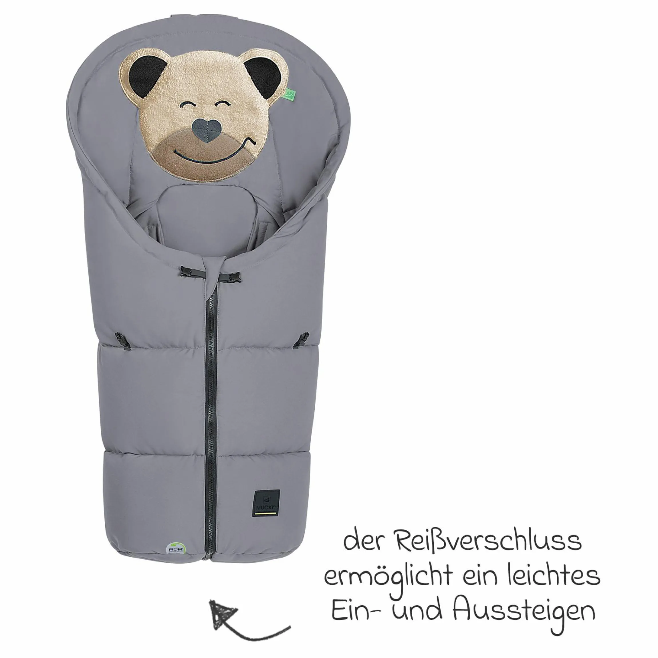Fußsack Mucki Peach Skin für Babyschale & Babywanne - Rocky Grey