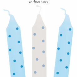 Geburtstagskerzen 10er Pack - Punkte - Blau