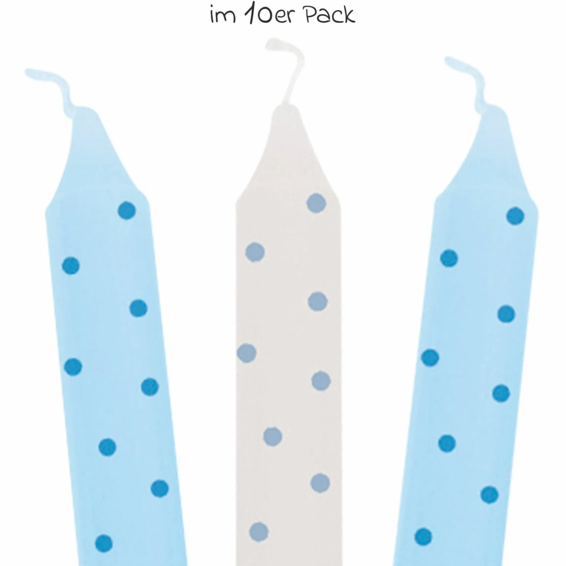 Geburtstagskerzen 10er Pack - Punkte - Blau