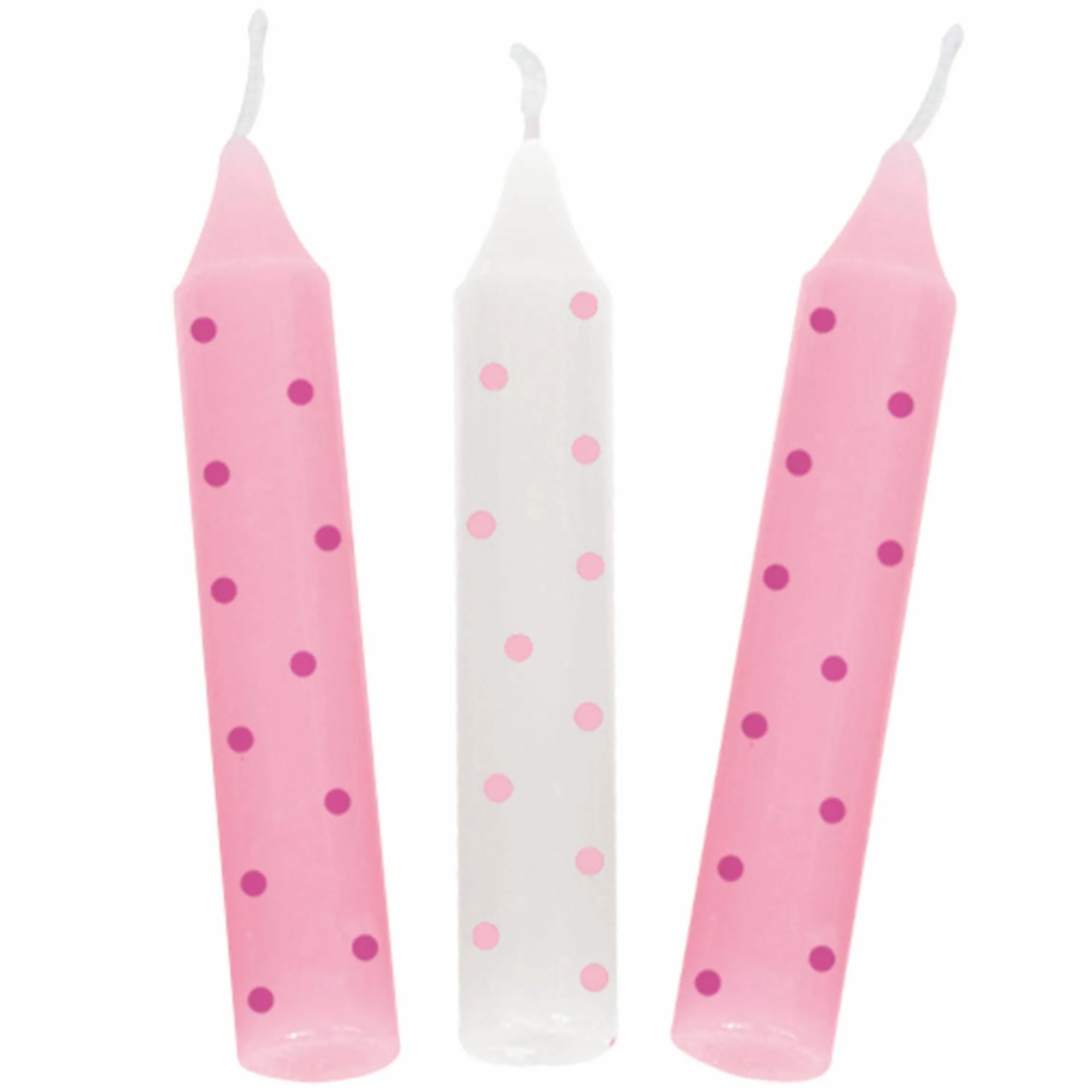 Geburtstagskerzen 10er Pack - Punkte - Rosa