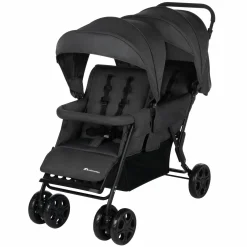 Geschwister- & Zwillingskinderwagen Teamy hinterer Sitz mit Liegeposition inkl. 2 Beindecken & Regenschutz - Mineral Graphite - Kollektion 2025