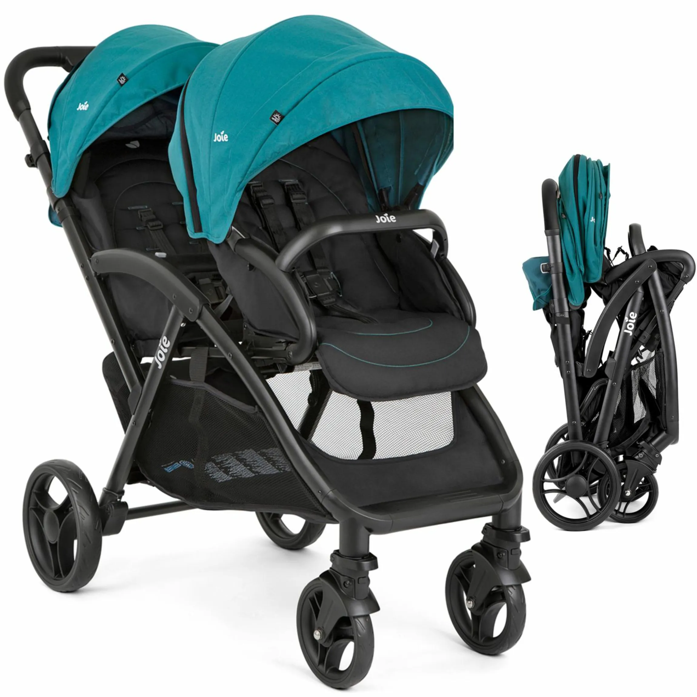 Geschwister- & Zwillingskinderwagen Evalite Duo ultraleicht nur ca 10 kg Eigengewicht Rücksitz mit Liegeposition - inkl. Regenschutz - Capri - Kollektion 2025