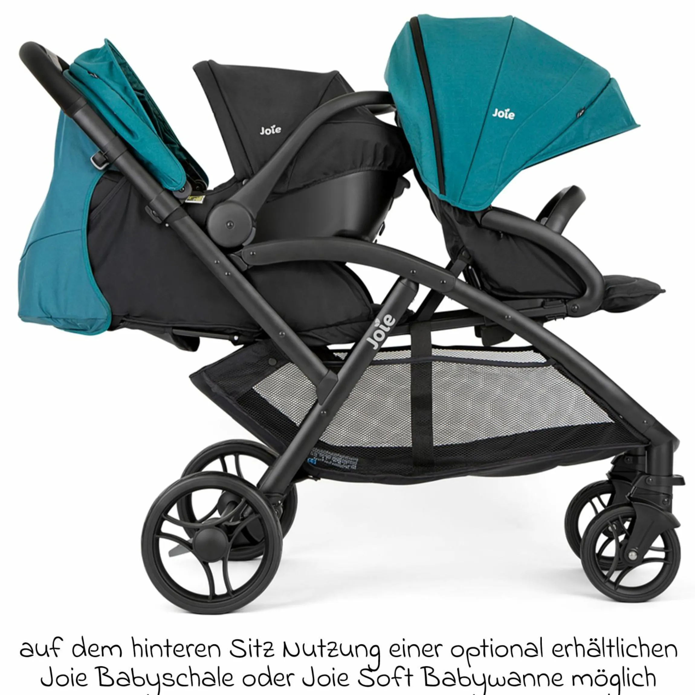 Geschwister- & Zwillingskinderwagen Evalite Duo ultraleicht nur ca 10 kg Eigengewicht Rücksitz mit Liegeposition - inkl. Regenschutz - Capri - Kollektion 2025
