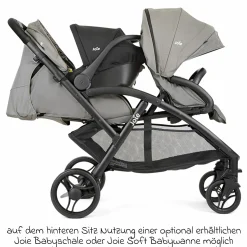 Geschwister- & Zwillingskinderwagen Evalite Duo ultraleicht nur ca 10 kg Eigengewicht Rücksitz mit Liegeposition - inkl. Regenschutz - Pebble - Kollektion 2025