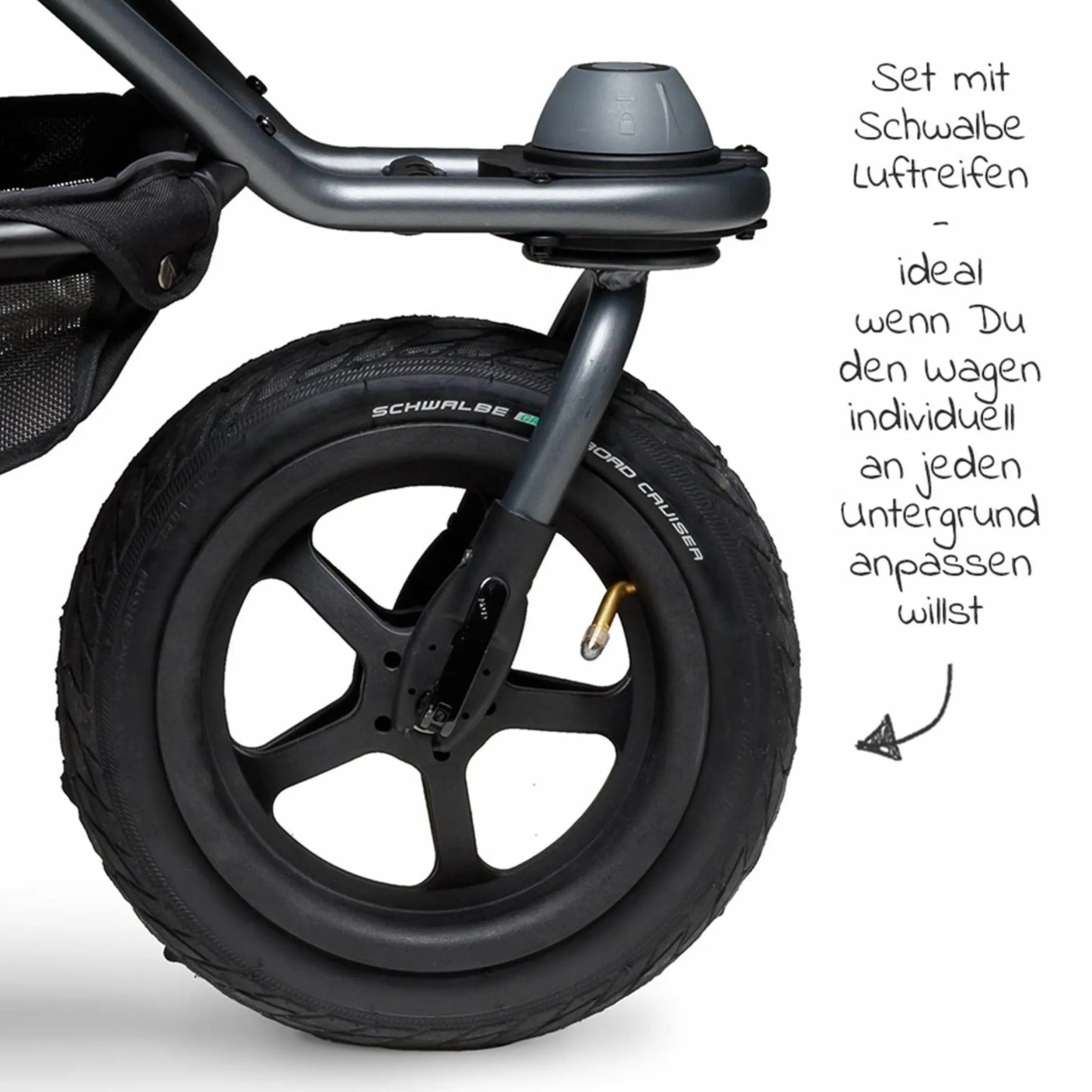 Geschwister- & Zwillingskinderwagen Duo 2 mit Luftreifen - 2x Kombi-Einheit (Wanne+Sitz) mit Liegeposition & XXL Zamboo Zubehör - Schwarz - Kollektion 2025