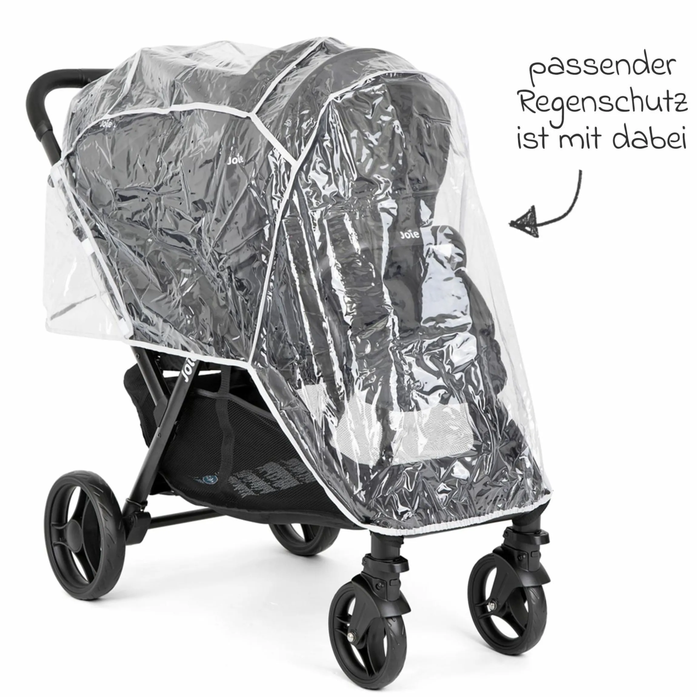 Geschwister- & Zwillingskinderwagen Evalite Duo ultraleicht nur ca 10 kg Eigengewicht Rücksitz mit Liegeposition - inkl. Regenschutz - Shale - Kollektion 2025
