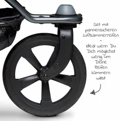 Geschwister- & Zwillingskinderwagen Duo 2 mit Luftkammerreifen - 2x Kombi-Einheit (Wanne+Sitz) mit Liegeposition & XXL Zamboo Zubehör - Sand - Kollektion 2025