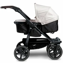 Geschwister- & Zwillingskinderwagen Duo 2 mit Luftkammerreifen - 2x Kombi-Einheit (Wanne+Sitz) mit Liegeposition & XXL Zamboo Zubehör - Sand - Kollektion 2025