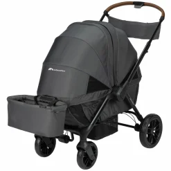 Geschwister- & Zwillingskinderwagen Helios mit 2 sich gegenüberliegende Sitzen, Teleskopschieber & All-Terrain Räder - Mineral Graphite - Kollektion 2025