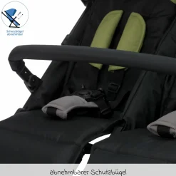 Geschwister- & Zwillingskinderwagen Twin mit Liegeposition nur 10,2 kg und 78 cm Breit - Schwarz Grün