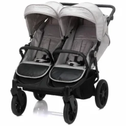 Geschwister- & Zwillingskinderwagen Duette bis 22 kg mit Liegeposition & Knickschieber - Grau