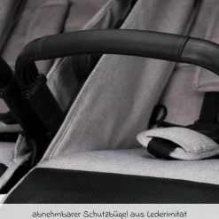 Geschwister- & Zwillingskinderwagen Duette bis 22 kg mit Liegeposition & Knickschieber - Grau