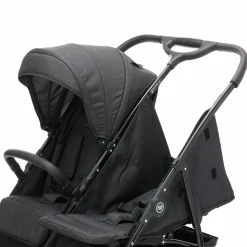 Geschwister- & Zwillingskinderwagen Duo mit Liegeposition, Schutzbügel pro Sitz nur 12,3 kg und 70 cm Breit - Schwarz Melange