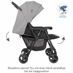 Geschwister- & Zwillingswagen DuoRider nur 12,1 kg Eigengewicht mit Liegeposition inkl. Regenschutz - Steeple Gray - Kollektion 2025
