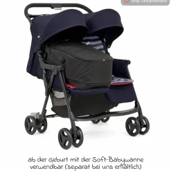 Geschwister- & Zwillingswagen Aire Twin mit Liegeposition inkl. Regenschutz & Wendesitzauflage - Pebble - Kollektion 2025