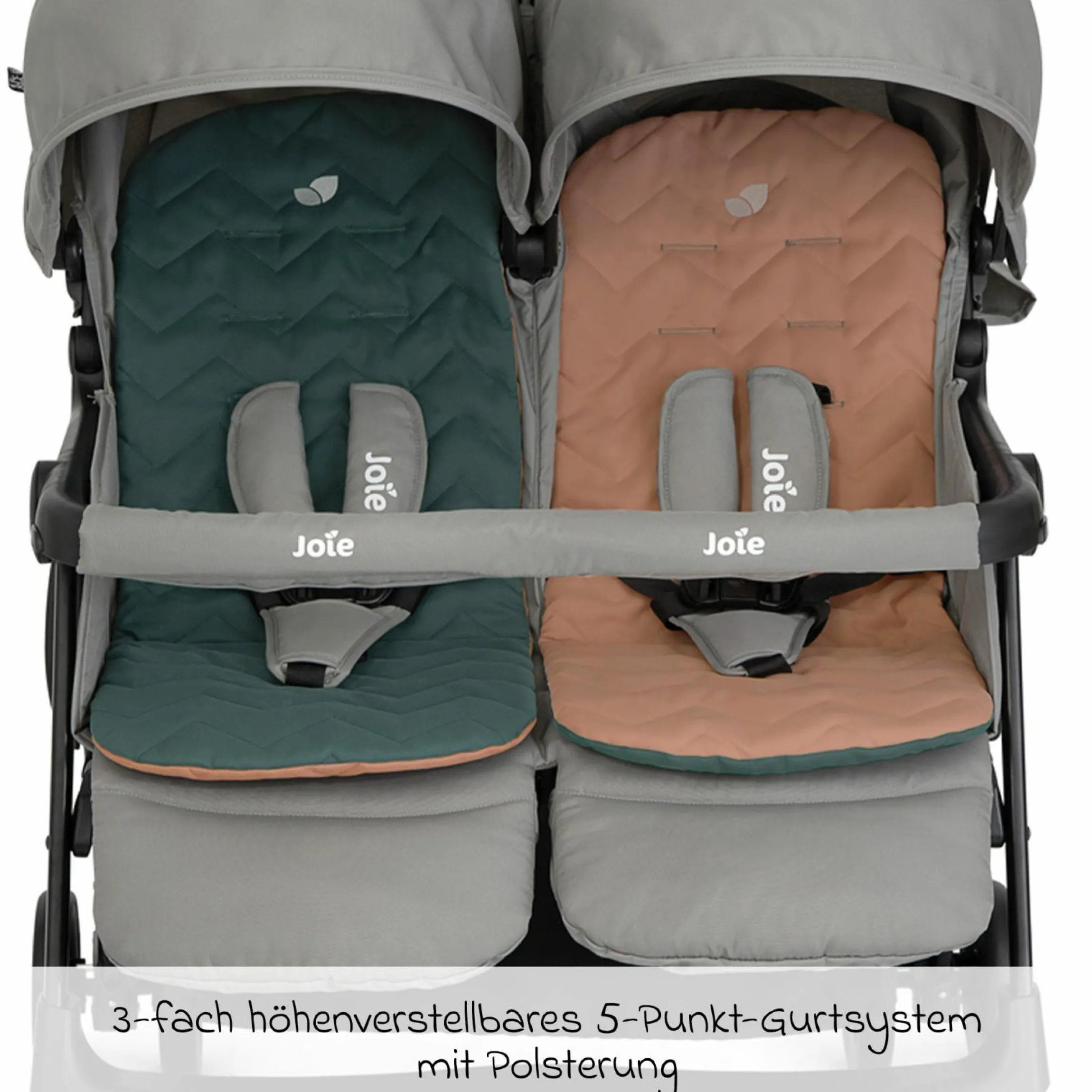 Geschwister- & Zwillingswagen Aire Twin mit Liegeposition inkl. Regenschutz & Wendesitzauflage - Pebble - Kollektion 2025