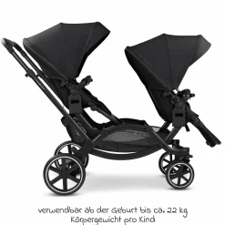 Geschwisterwagen & Zwillingskinderwagen Zoom 2 inkl. 2 Sportsitze, 2x Keilkissen & 2x Einlagen - Pure - Coal - Kollektion 2025
