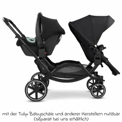 Geschwisterwagen & Zwillingskinderwagen Zoom 2 inkl. 2 Sportsitze, 2x Keilkissen & 2x Einlagen - Pure - Coal - Kollektion 2025