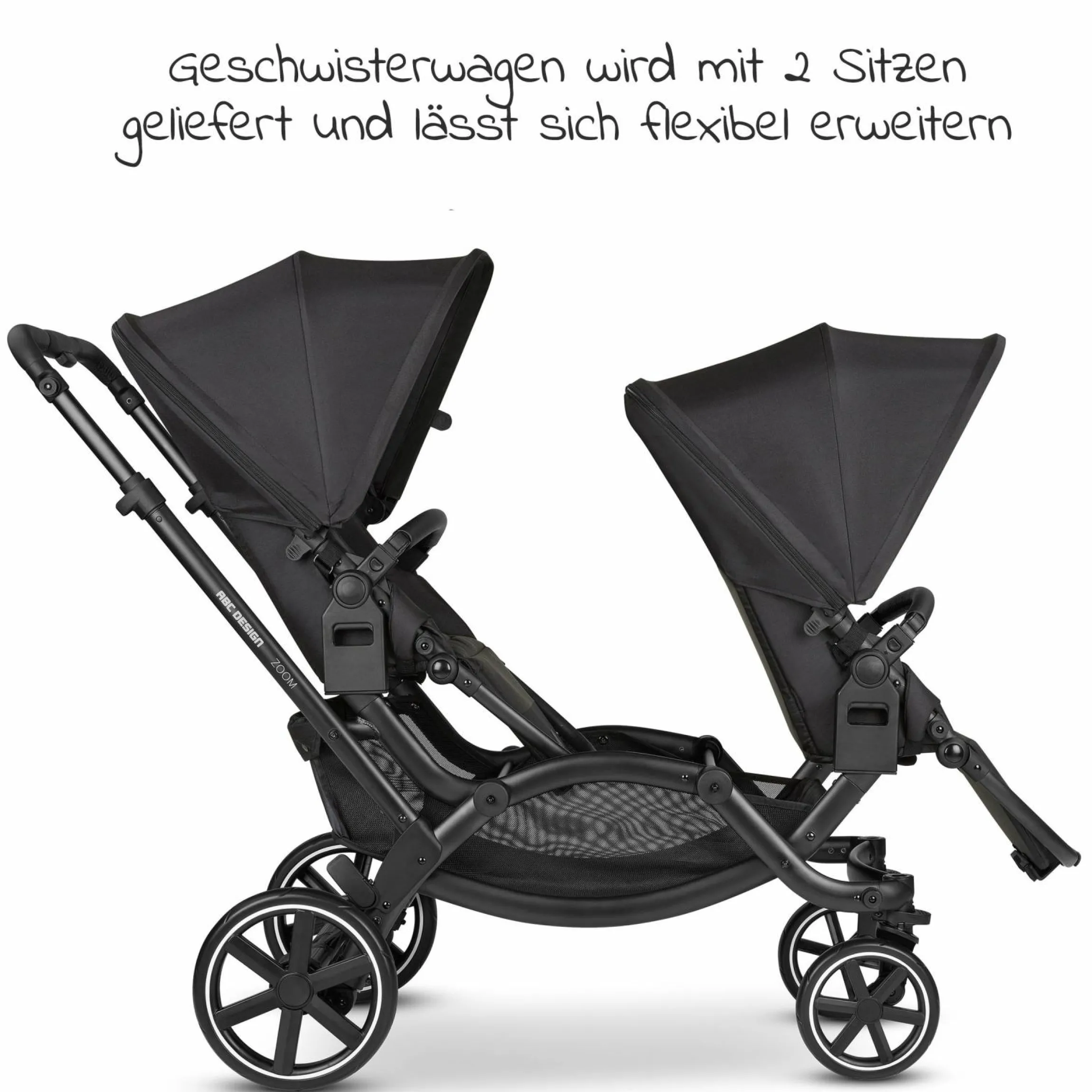 Geschwisterwagen & Zwillingskinderwagen Zoom inkl. 2 Sportsitzen und 2x Sitzkeil - Ink - Kollektion 2024