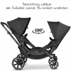 Geschwisterwagen & Zwillingskinderwagen Zoom inkl. 2 Sportsitzen und 2x Sitzkeil - Ink - Kollektion 2024