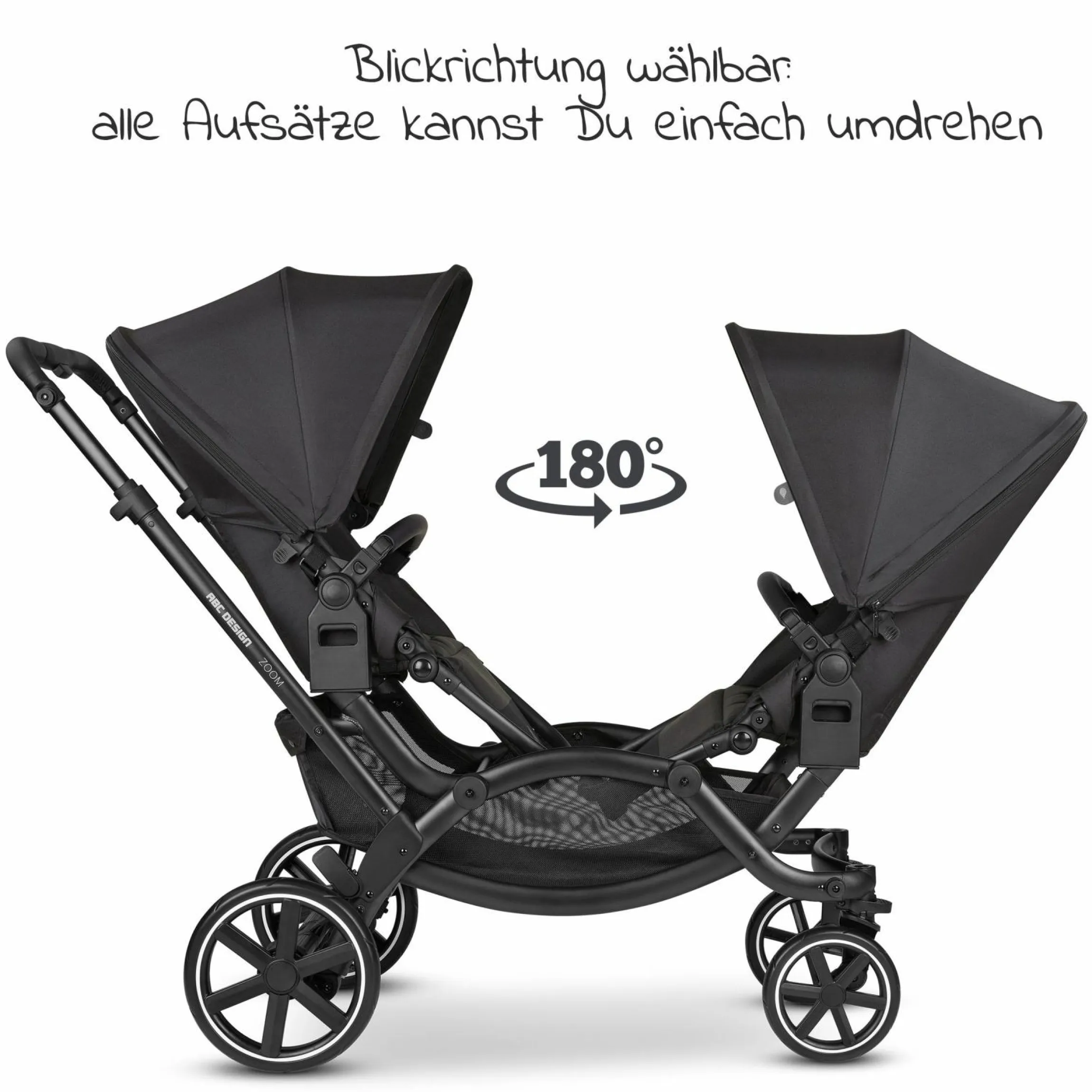 Geschwisterwagen & Zwillingskinderwagen Zoom inkl. 2 Sportsitzen und 2x Sitzkeil - Ink - Kollektion 2024