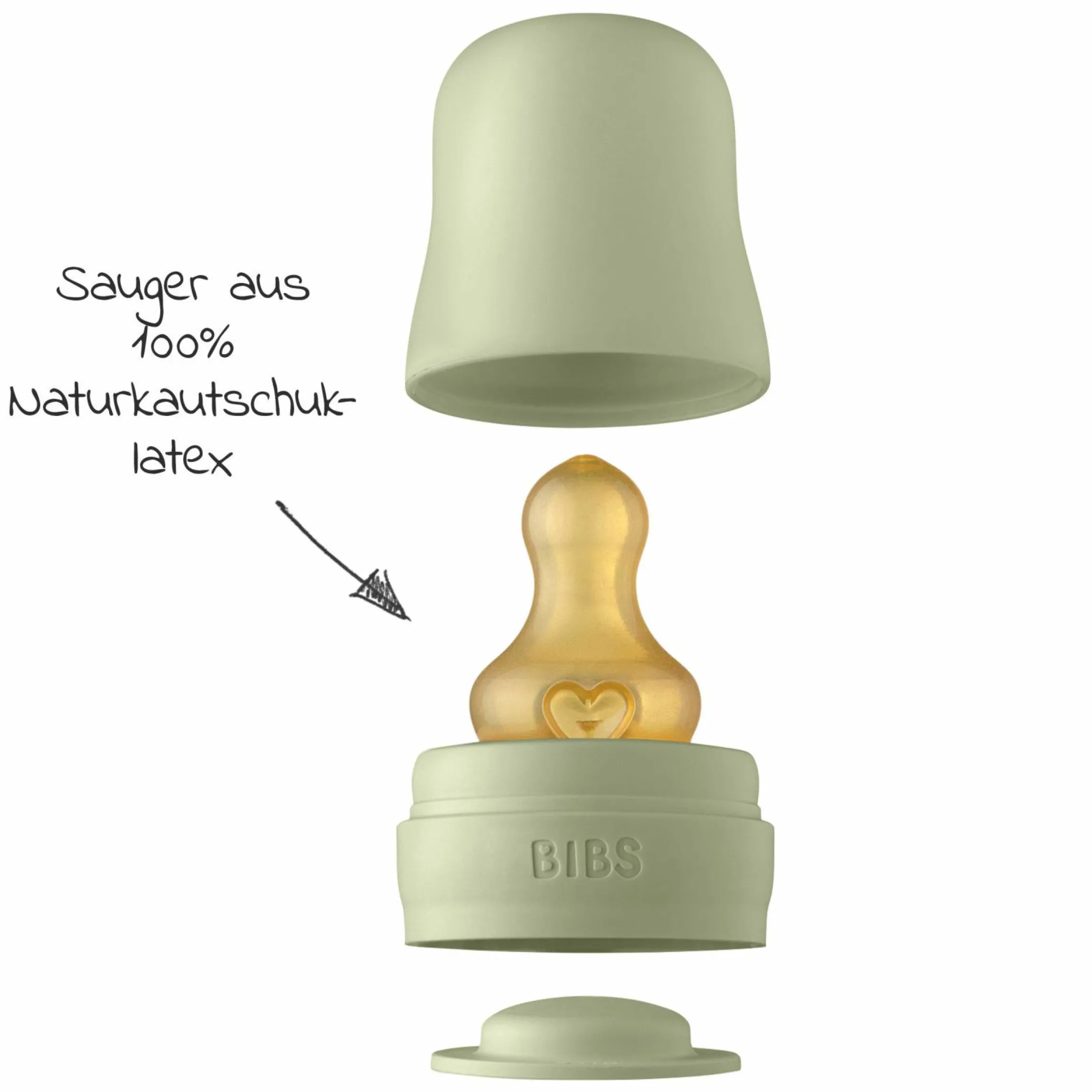 Glas-Flasche Baby Bottle Complete 225 ml + Latex-Trinksauger langsamer Nahrungsfluss - Sage