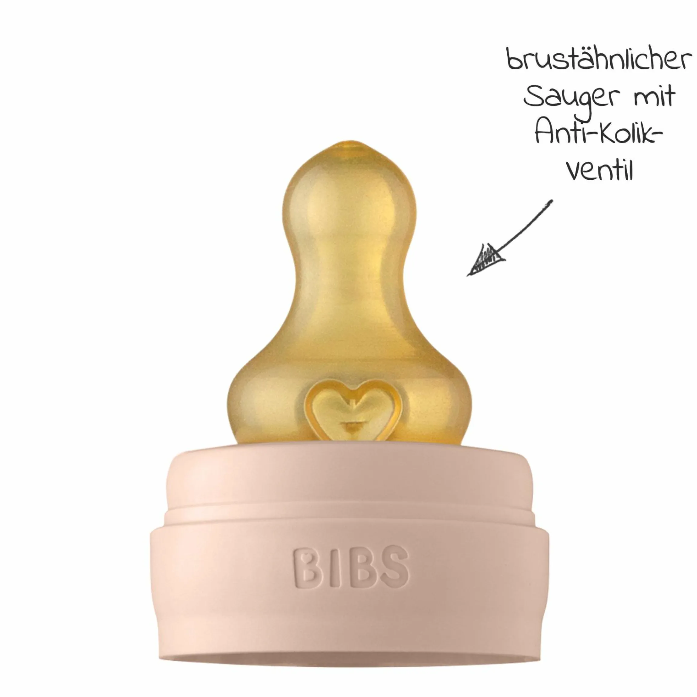 Glas-Flasche Baby Bottle Complete 225 ml + Latex-Trinksauger langsamer Nahrungsfluss - Blush