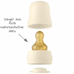 Glas-Flasche Baby Bottle Complete 225 ml + Latex-Trinksauger langsamer Nahrungsfluss - Ivory