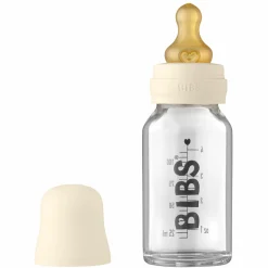 Glas-Flasche Baby Bottle Complete 110 ml + Latex-Trinksauger langsamer Nahrungsfluss - Ivory