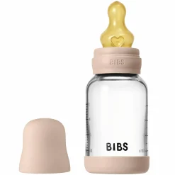 Glas-Flasche Baby Bottle Round 120 ml + Latex-Trinksauger langsamer Nahrungsfluss - Blush