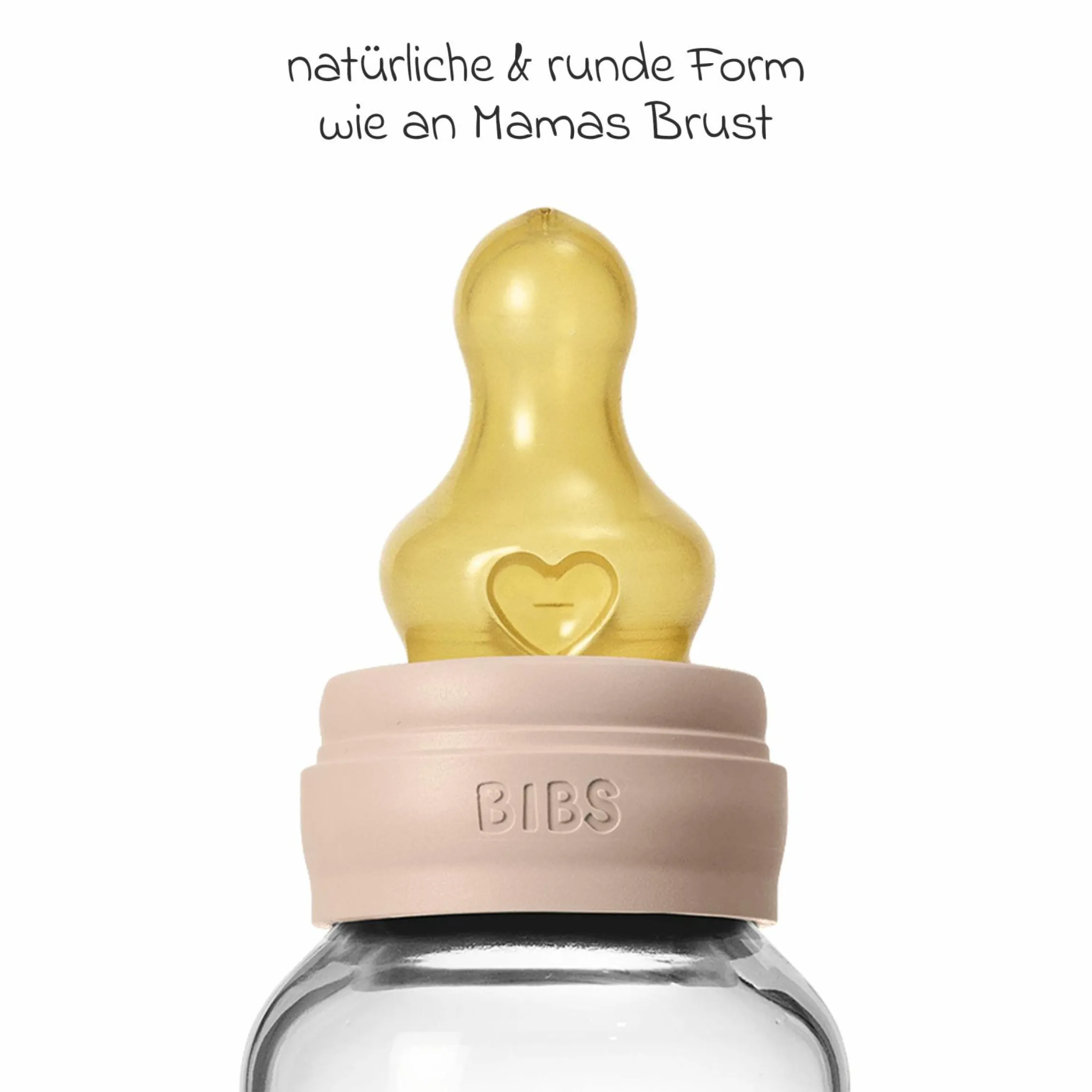 Glas-Flasche Baby Bottle Round 120 ml + Latex-Trinksauger langsamer Nahrungsfluss - Blush