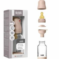 Glas-Flasche Baby Bottle Round 120 ml + Latex-Trinksauger langsamer Nahrungsfluss - Blush