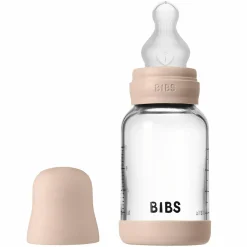 Glas-Flasche Baby Bottle Round 120 ml + Silikon-Trinksauger langsamer Nahrungsfluss - Blush