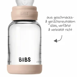 Glas-Flasche Baby Bottle Round 120 ml + Silikon-Trinksauger langsamer Nahrungsfluss - Blush