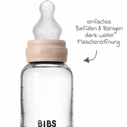 Glas-Flasche Baby Bottle Round 120 ml + Silikon-Trinksauger langsamer Nahrungsfluss - Blush