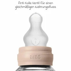 Glas-Flasche Baby Bottle Round 120 ml + Silikon-Trinksauger langsamer Nahrungsfluss - Blush