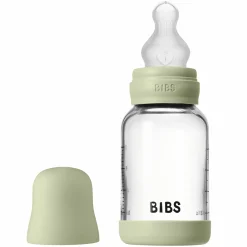 Glas-Flasche Baby Bottle Round 120 ml + Silikon-Trinksauger langsamer Nahrungsfluss - Sage